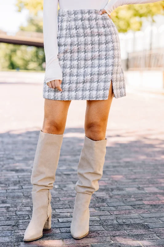 Trendy leather skirts for edgy modern looks -Learn The Truth Heather Gray Plaid Skirt