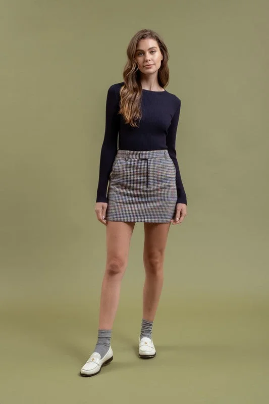 Vintage denim skirts for nostalgic charm -Kayla Plaid Zipper Mini Skirt