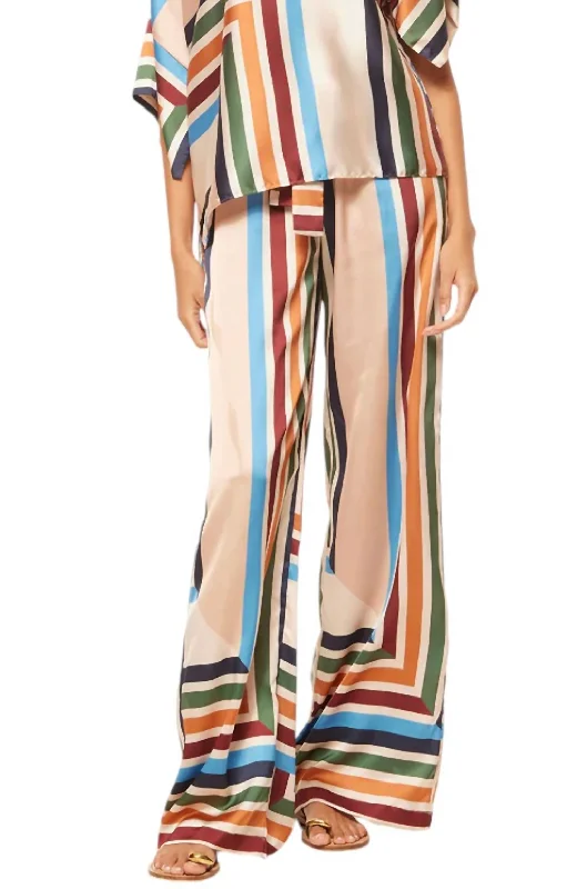 Bright colored tight trousers for women with striking hues for bold statement -Reshma Pants In San Miguel Stripe