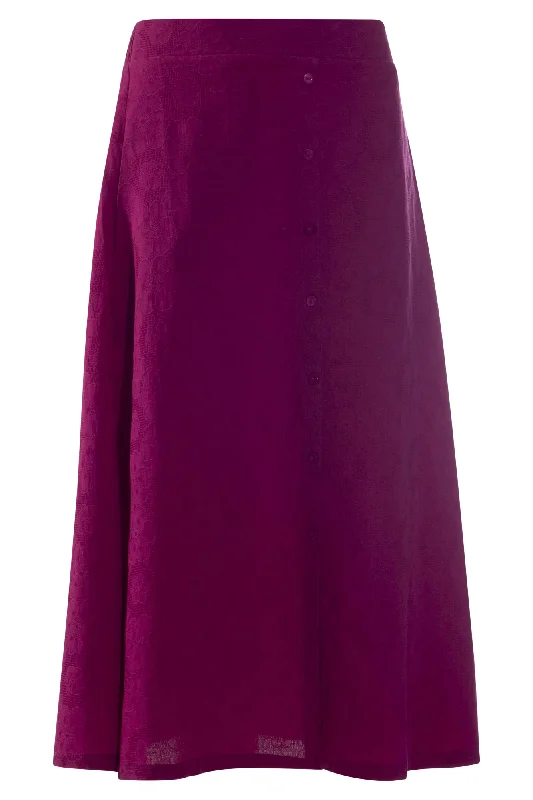 Pleated midi skirts for elegant everyday looks -Cotton Blend Floral embossed Skirt | MAGENTA | 6135AR