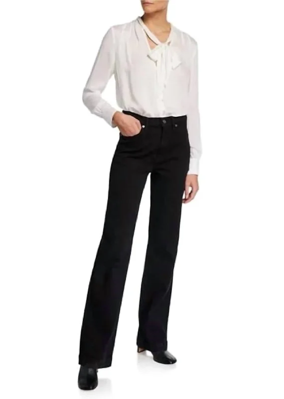 High-rise tight trousers for women with pleated front and classic look -Alexa Trouser Jean In Black Velvet