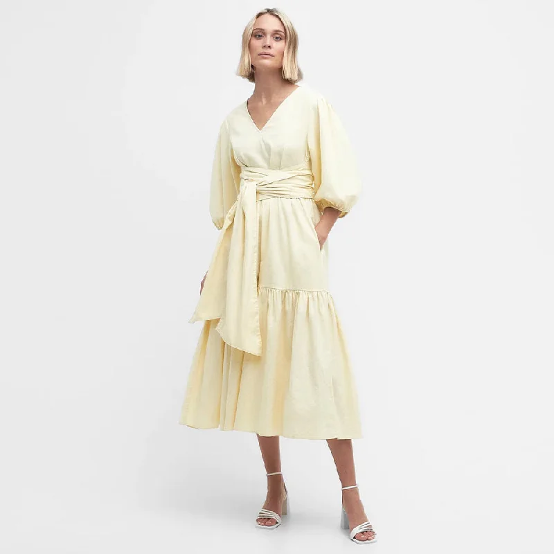 Off-shoulder Dresses for Feminine -Annie Midi Dress Lemon Souffle