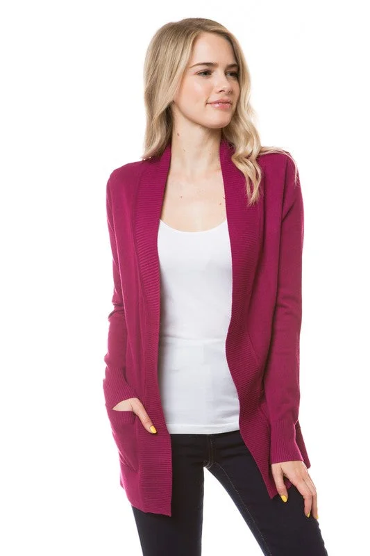 Date - night cardigan for a romantic evening -Open Front Cardigan (Magenta)