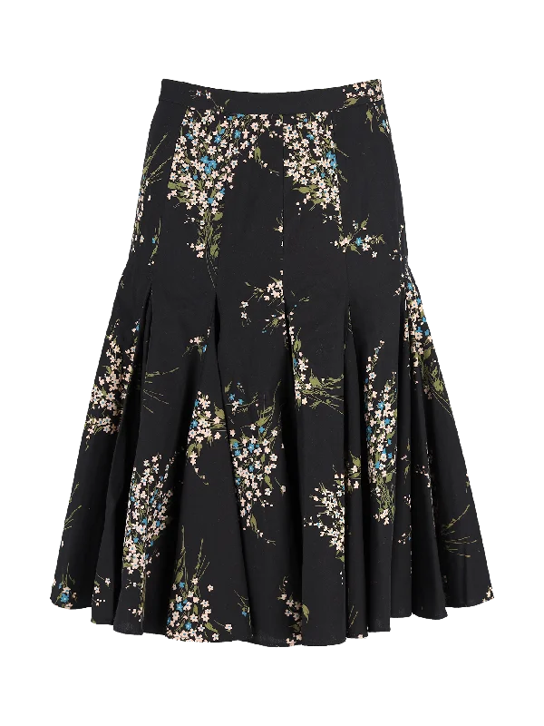 Wrap maxi skirts for versatile styling options -floral-print godet skirt