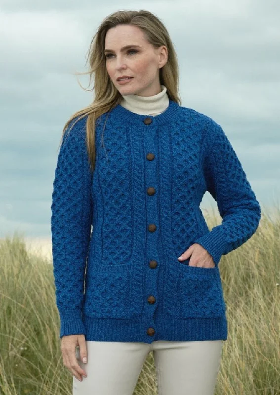 Valentine's - Day cardigan for a romantic look -Aran Crafts Lumber Cardigan | Blue