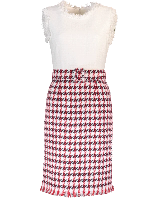 Beaded Dresses for Glamour -Houndstooth Dress With Ivory Top