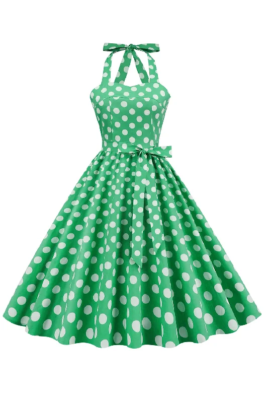 Sequined Dresses for Sparkle -Green Polka Dots 1950s Pin Up Dress