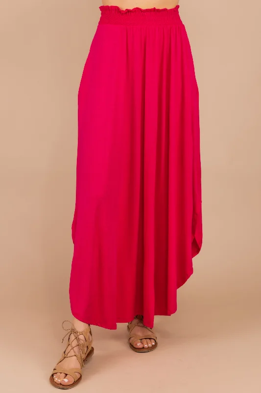 Affordable skirts with basic solid colors -The Best Is Yet To Come Fuchsia Pink Maxi Skirt