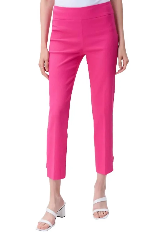 Bright colored tight trousers for women with striking hues for bold statement -Cropped Pull-On Pants In Dazzle Pink