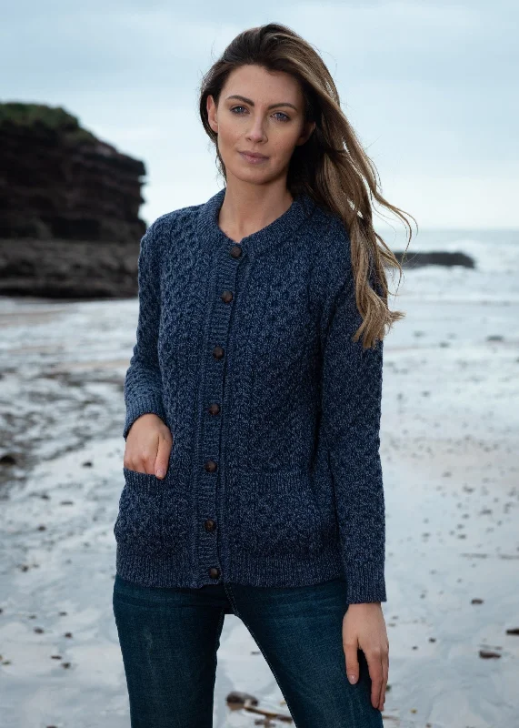 Cultural - event cardigan for a stylish appearance -Aran Lumber Cardigan | Demin Marl