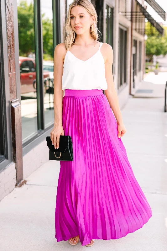 Wrap skirts for adjustable stylish fit -Keep You Around Magenta Purple Pleated Maxi Skirt