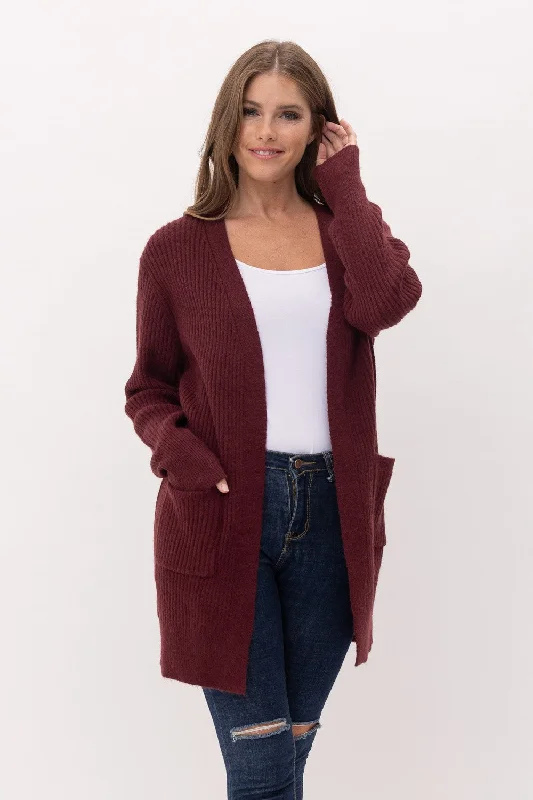 Office - appropriate cardigan for work -Chunky Oversized Ribbed Open Front Cardigan