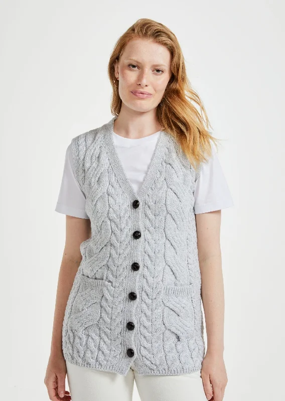 Patchwork - cardigan with a unique design -Saoirse Aran Supersoft Cardigan | Grey