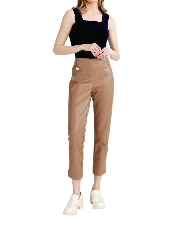 Designer tight trousers for women with unique stitching and high-fashion appeal -High-Waisted Cropped Pant In Tigers Eye