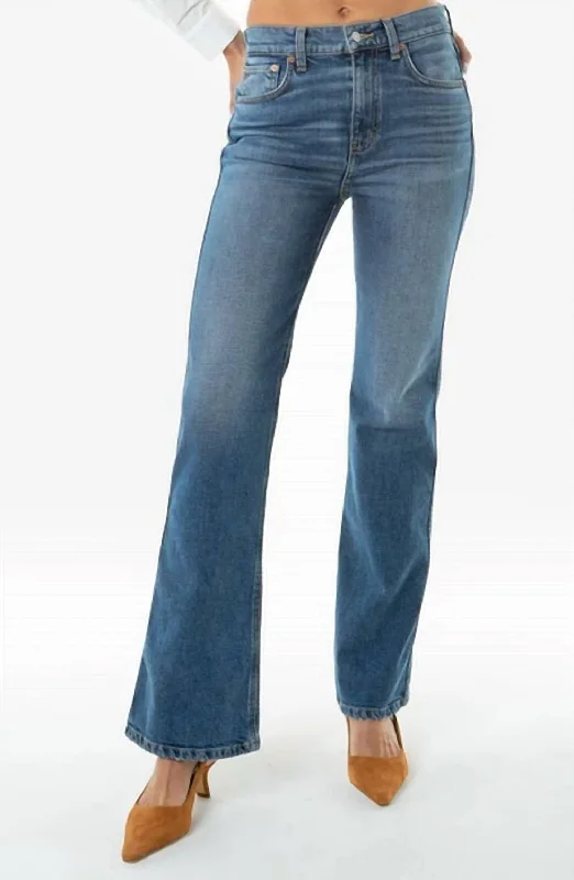 Soft wool tight trousers for women with cozy, refined fabric for cold weather -Anya Modern Flare In Denim