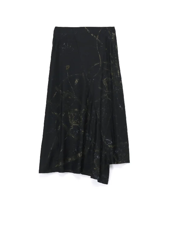 Patterned skirts with unique abstract art -RAYON ASYMMETRIC SKIRT