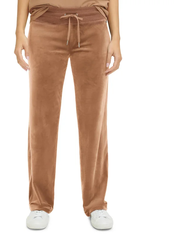 Tight office trousers for women with professional cut and flattering fit -Plus Womens Velour Drawstring Wide Leg Pants