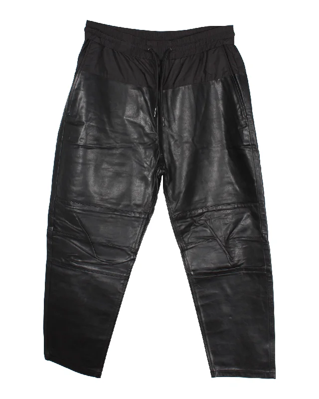 Stretch-fit tight trousers for women with all-over fit and body-hugging silhouette -Alexander Wang x H&M Paneled Jogger Pants in Black Synthetic Leather