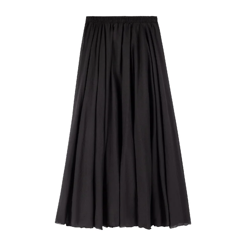 Lightweight linen skirts for breathable wear -Lightweight Summer Skirt- Black