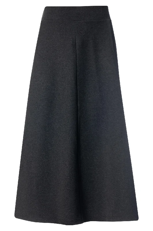 Ruffled skirts for soft romantic appeal -New Ponti pull on Skirt | CHARCOAL MARLE | 7806ZZ