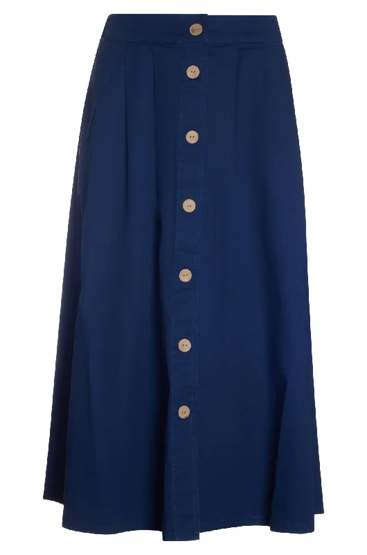 Patterned midi skirts for eye-catching style -A-line pull on Skirt | INDIGO | 6818AR