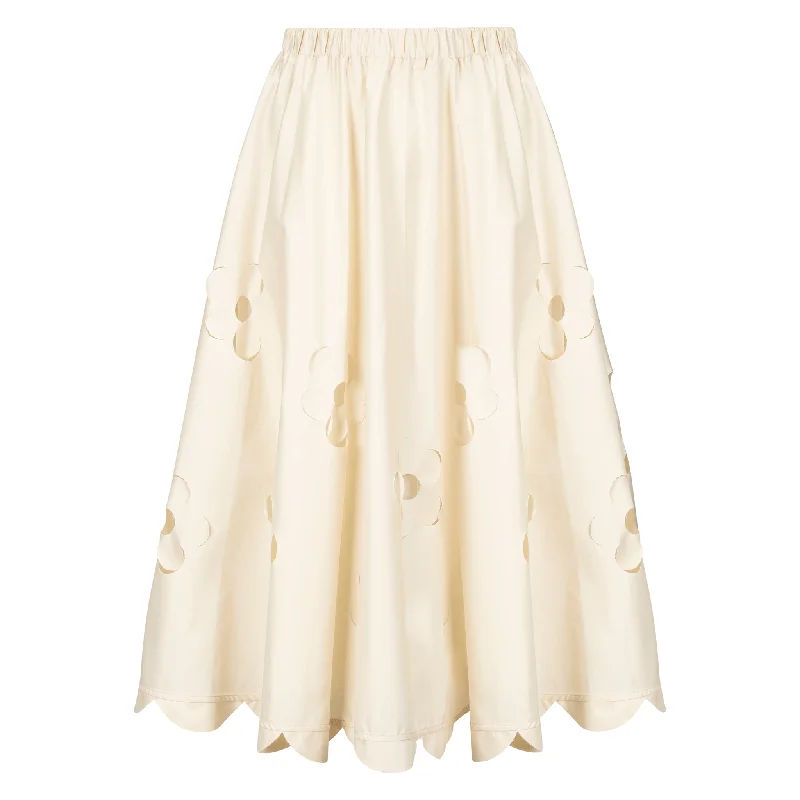 Affordable denim skirts for everyday cool -Floral Skirt - Cream