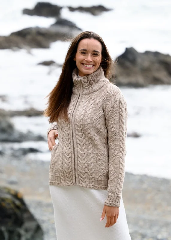 Party - cardigan for a fun night out -Cable Knit Aran Cardigan | Camel