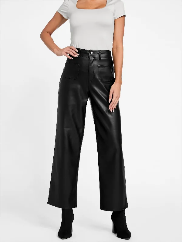 Luxury tight trousers for women with fine fabric and elegant tailoring -Sandrine Faux-Leather Pant