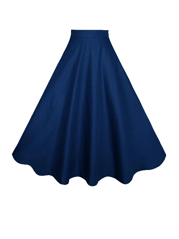 Pleated skirts with delicate pastel tones -MTO - Lilian Skirt in Indigo Blue Linen