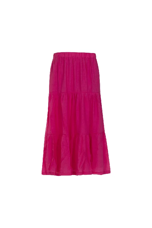 Bold skirts with bright color pops -Pull on tiered Skirt with lining | CERISE | 8837AR