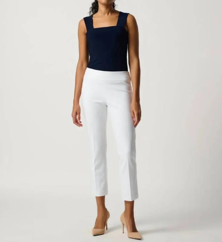 Pleated tight trousers for women with vintage-inspired design and modern twist -Classic Cropped Pants In White