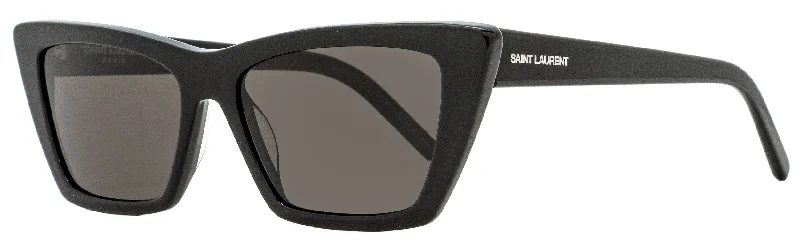 Polarized Sunglasses for Glare Reduction -Saint Laurent Women's Cateye Sunglasses SL 276 Mica 001 Shiny Black 53mm