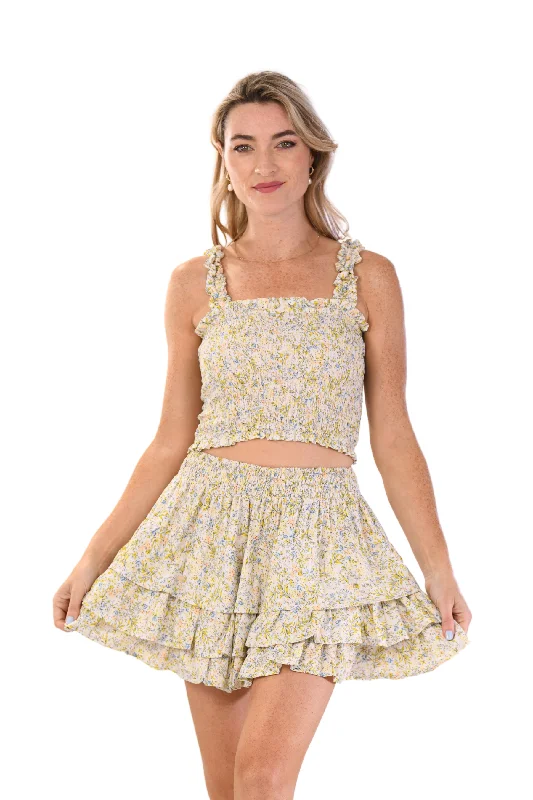 Lightweight skirts for warm weather comfort -Lexi Set Skirt / Yellow Mini Flower