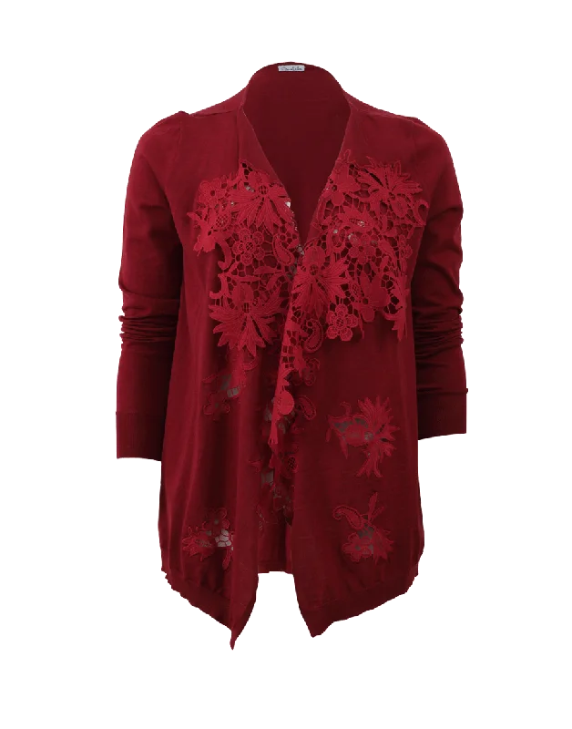 Valentine's - Day cardigan for a romantic look -Draped Lace Front Cardigan