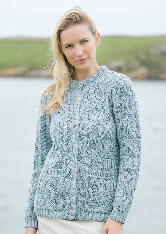 Knee - length cardigan for an elegant look -Aran Lace Style Lumber Cardigan | Mermaid