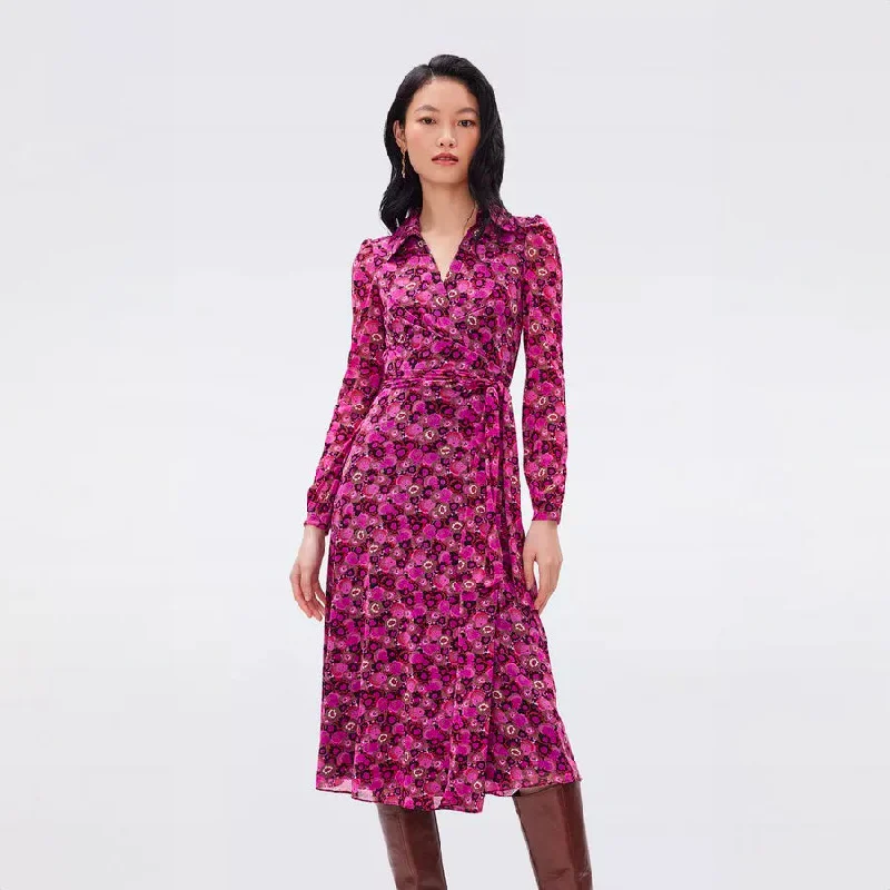 Linen Dresses for Breathable -Phoenix Reversible Mesh Wrap Dress in Tiny Fall Fruits