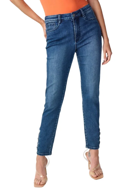 Elegant tight trousers for women with sleek design and tailored for a perfect fit -Slim Ankle-Length Jean In Denim Medium Blue