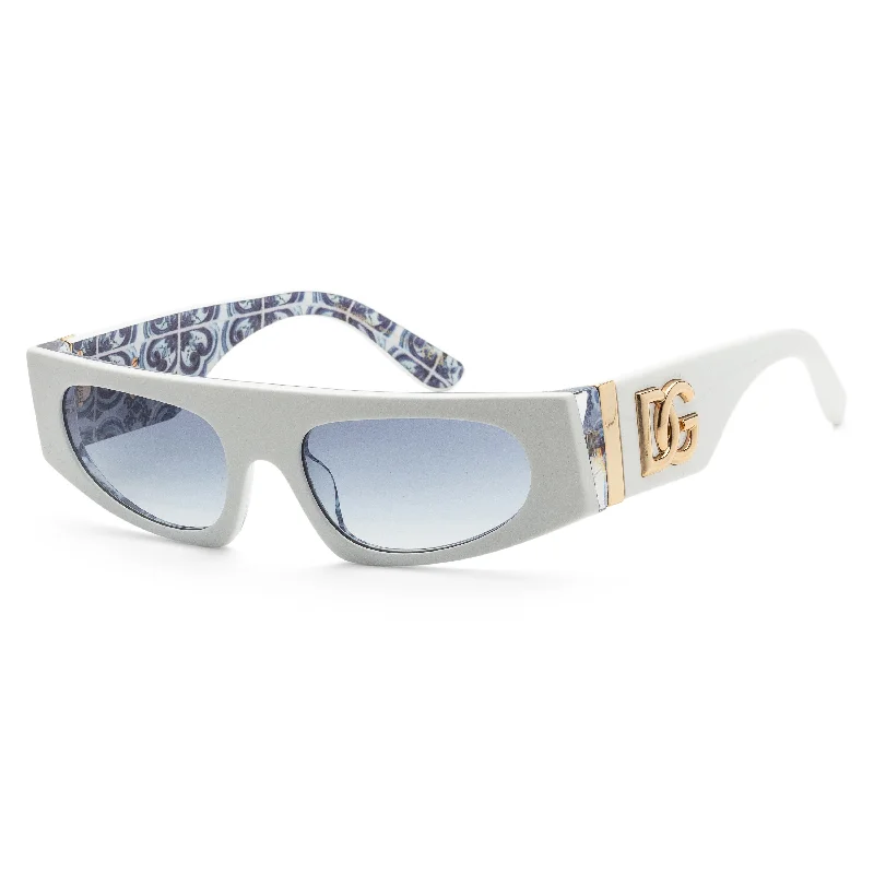 Lightweight Glasses for Easy Wear -Dolce & Gabbana Women's White On Blue Maiolica 54mm Sunglasses