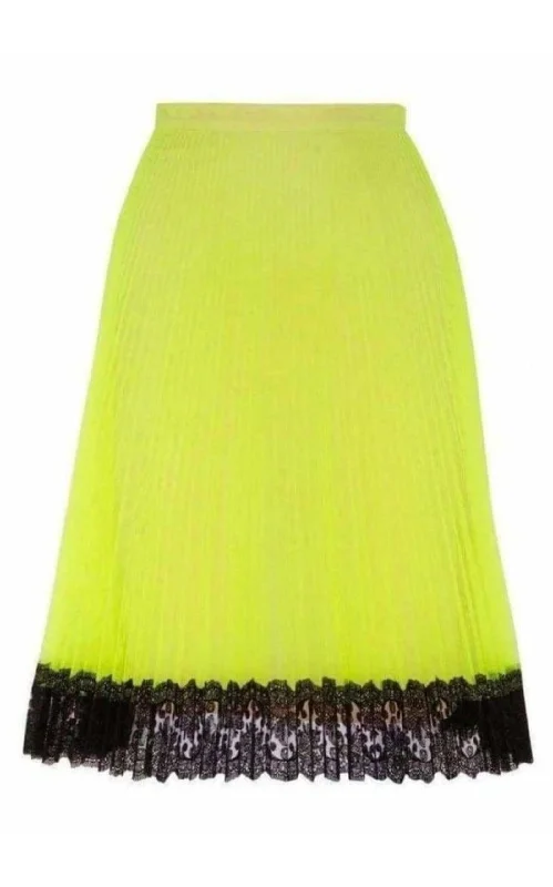 Wrap midi skirts for stylish ease -Lace Trimmed Neon Tulle Skirt