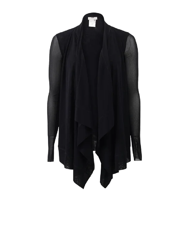 Crew - neck cardigan for a casual vibe -Drape Front Cardigan