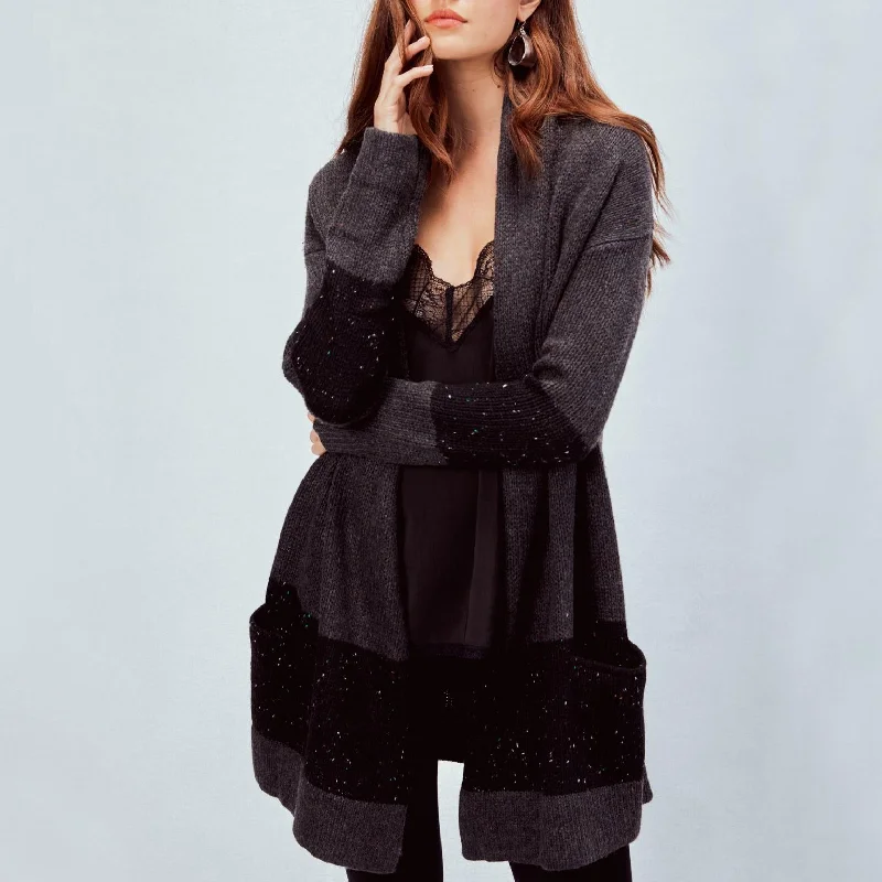 Sporting - event cardigan for a casual - sporty look -Open Cardigan (Charcoal/Black)