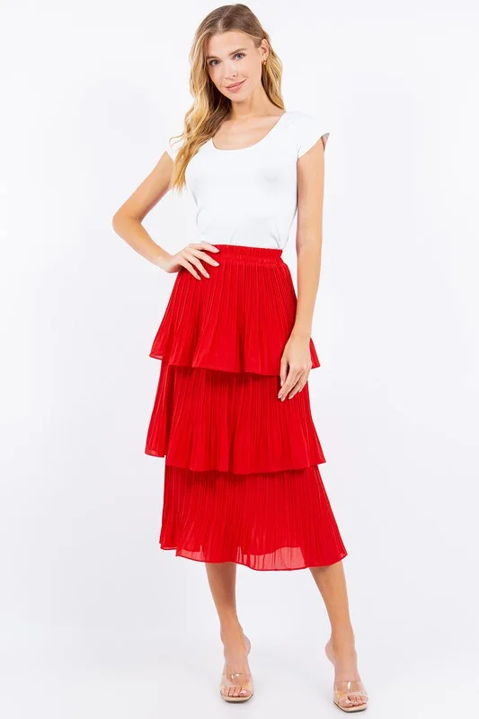 Wrap maxi skirts for versatile styling options -Valerie Red Ruffle Skirt