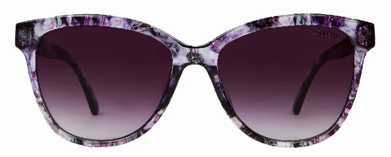 Anti-bacterial Glasses for Hygiene -Suzy Levian Women's Purple Tortoise Square Lens Sunglasses