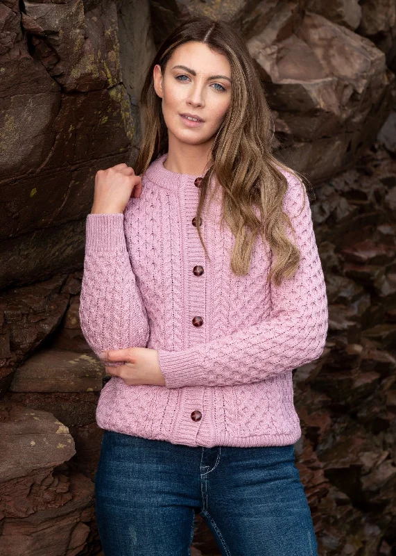 Graduation - cardigan for a celebratory look -Aran Lumber Cardigan | Pink