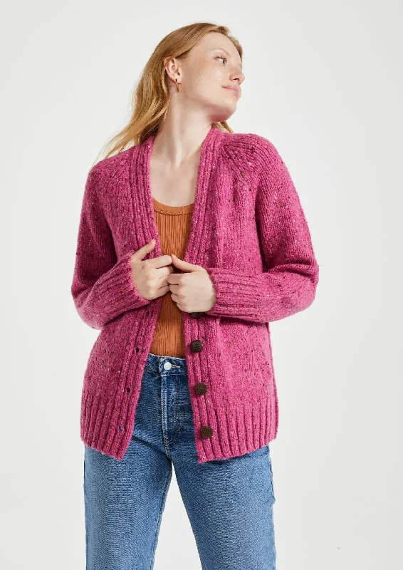 Pink - cardigan for a sweet and feminine touch -Ladies' Donegal Cardigan with Side Pockets | Pink