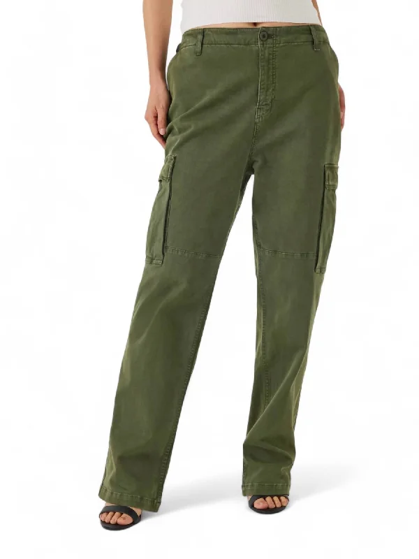 Tight trousers for women with pockets and slim silhouette for practical fashion -Uniform Cargo Pant In Fatigue001