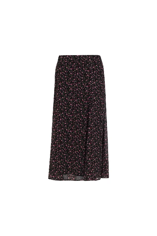 Flowy chiffon skirts for romantic summer days -Printed Chiffon Skirt | PINK BLACK DITSY | 7127AR