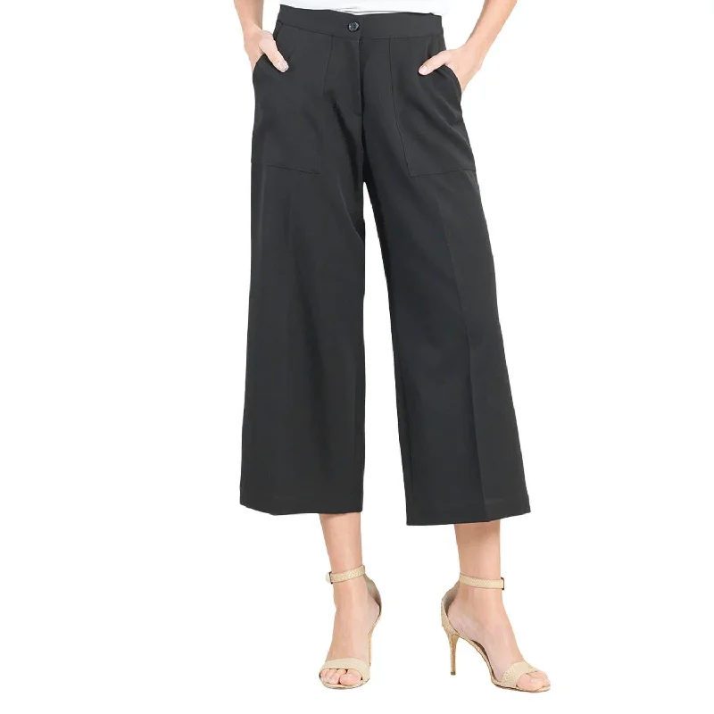 Tapered tight trousers for women with ankle-length fit and minimalist style -Cropped Trouser In Black