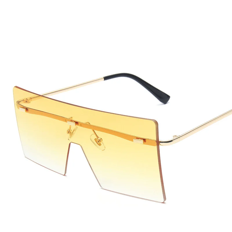 Painted Glasses for Artistic Touch -Large Frame One-Piece Sunglasses Women'S Square Frameless Ocean Piece Sunglasses