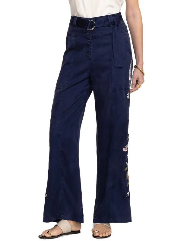 Luxury tight trousers for women with fine fabric and elegant tailoring -Johnny Was Amika Belted Wide Leg Pant